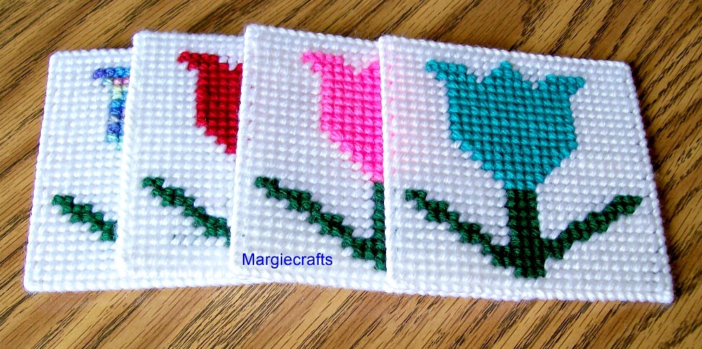 Summer Coasters Plastic Canvas Handmade Cross Stitch Square