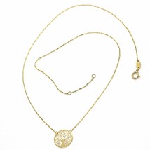 18K YELLOW GOLD MINI NECKLACE WITH TREE OF LIFE PENDANT, SQUARE CABLE ROLO CHAIN image 1