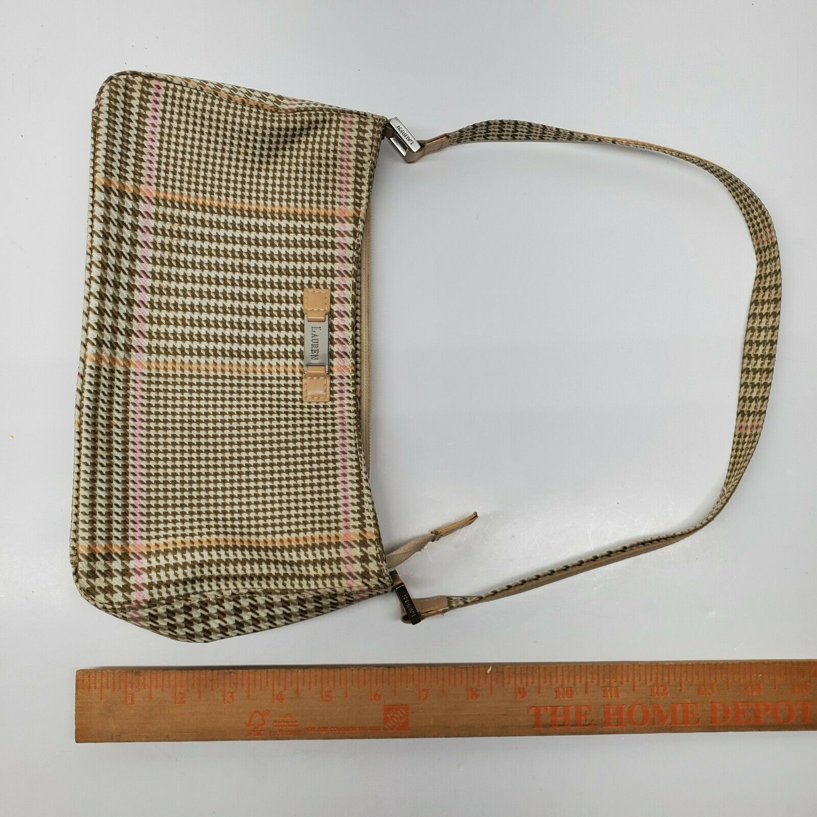 Lauren Ralph Lauren Plaid Brown Tan Purse Shoulder Bag - Women's Bags & Handbags