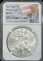 2021 American Silver Eagle $1 TI + T2 TRUMP 2 Coin Bullion Set NGC MS70  image 6
