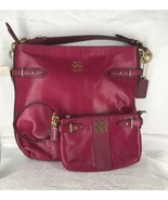New COACH Plum Leather Hobo Purse 16413 &amp; Colette Wristlet 44757 Set $40... - $244.99