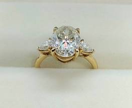 Certified Moissanite Engagement Ring Oval Cut Pear Shaped 10x8mm Moissanite Ring - $157.08