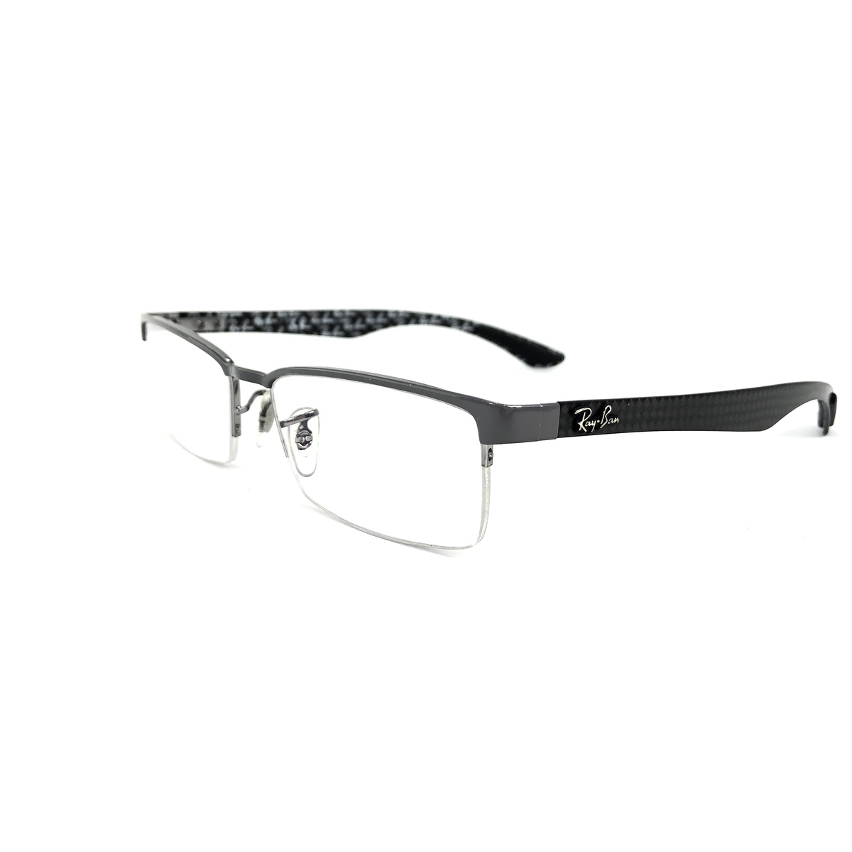 Ray Ban Rb8412 2893 Eyeglasses Frame Half Rim 54 17 145 Grey Carbonfiber 0011 Eyeglass Frames