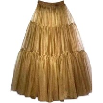 Gold Tulle Skirt Outift, Layered Tulle Skirt, Plus Size Gold Tulle Maxi Skirt image 2