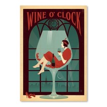 Vintage Antique Wine O' Clock Wall Art Decor Gallery Print Bar woman heels gift - $39.99