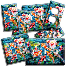 COLORFUL GOOD LUCK KOI FISH POND WATER LILY LIGHT SWITCH OUTLET WALL PLA... - £8.84 GBP+