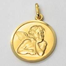 SOLID 18K YELLOW GOLD MEDAL, GUARDIAN ANGEL, 19 mm DIAMETER, VERY DETAILED image 2