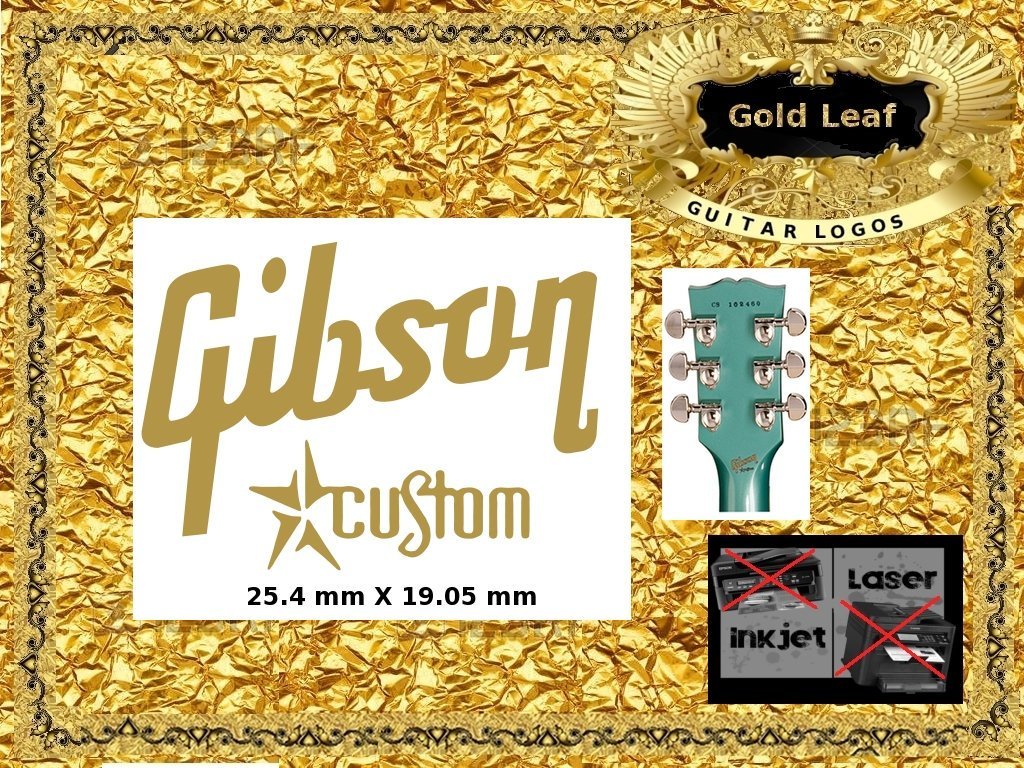 Gibson Custom Guitar Decal Inlay Headstock Sticker Waterslide Logo G ...