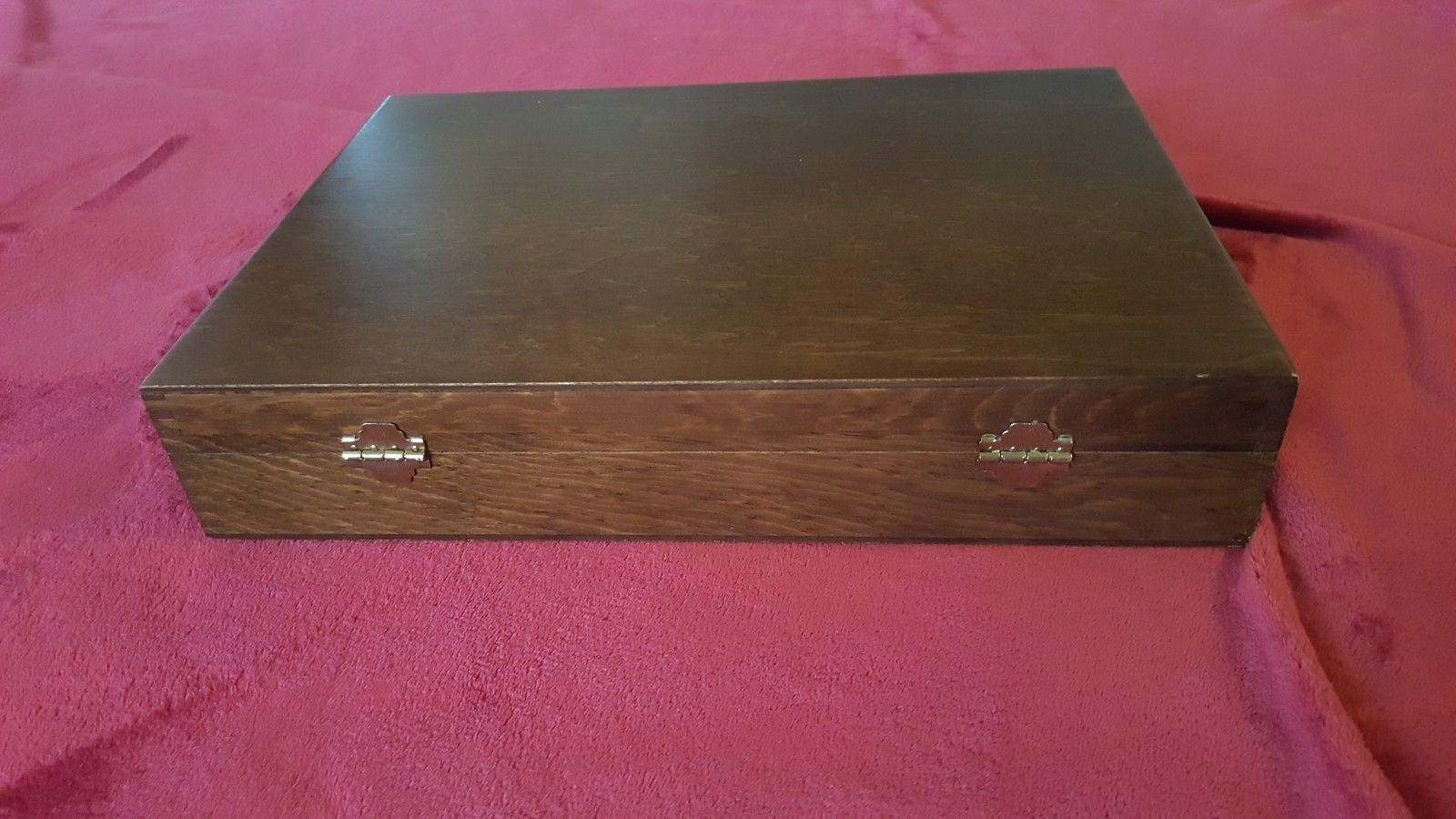 Vintage Wood Unique Green Felt Lined Silverware Flatware Storage Case