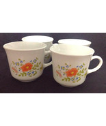 3 White Vintage Corelle Wildflower Corning Ware Mugs Mug Cups Coffee Tea... - $14.84