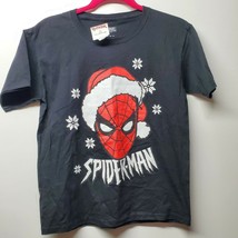 Marvel Christmas SpiderMan Santa Hat Holiday Unisex T-Shirt medium kids (hz) - $18.07