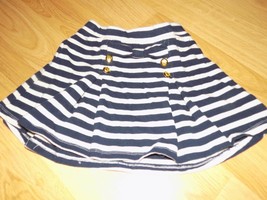 Girl&#39;s Size Small 5-6 The Children&#39;s Place Navy White Striped Pleated Mi... - $12.00