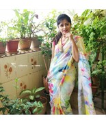 Indian Ethnic Women Wear Silk Saree Handwork Design Party Weding Multicolor Sari - $42.35