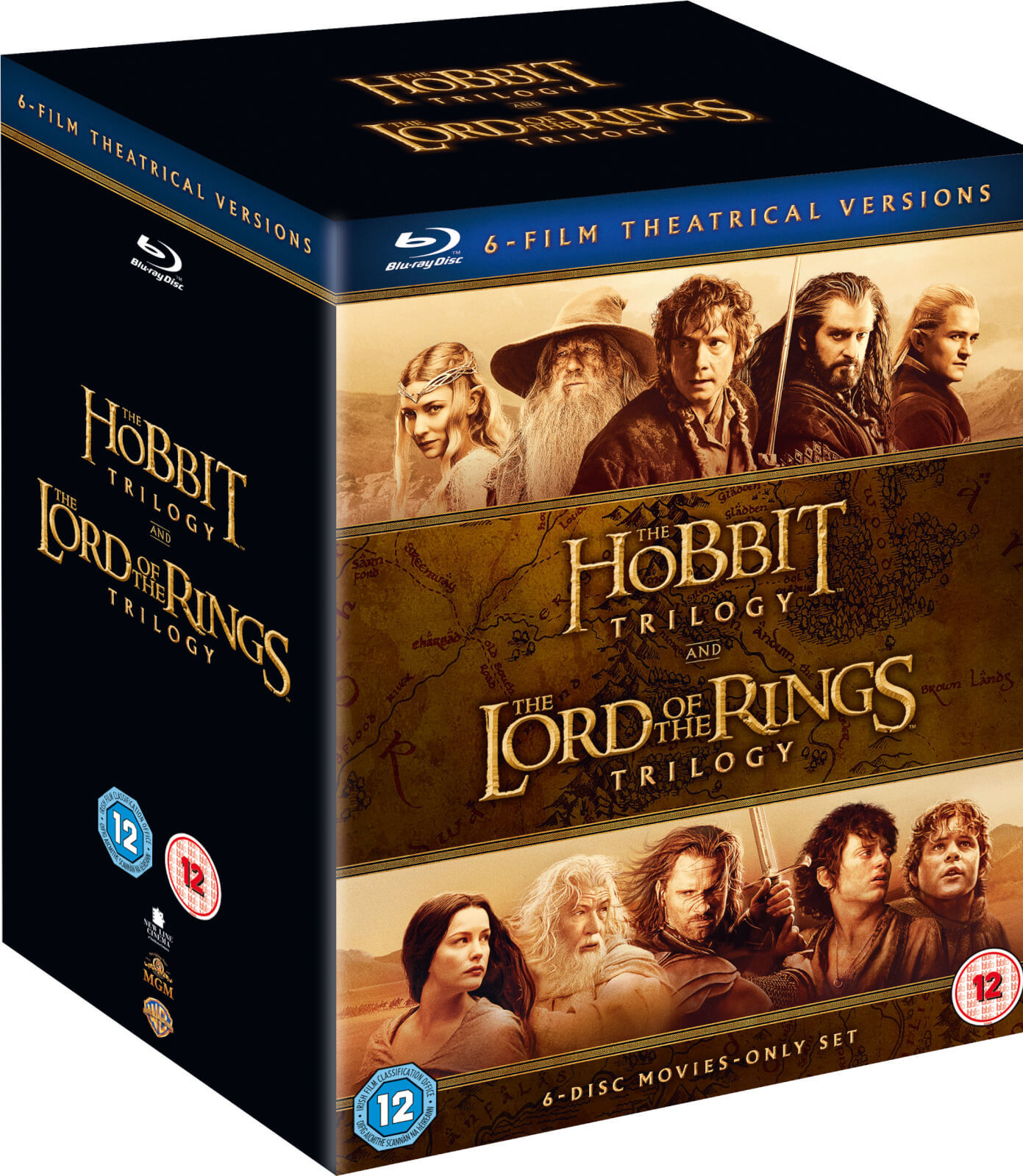 The Hobbit Lord Of Rings Trilogy 6 Film Theatrical Blu Ray New Region   1 