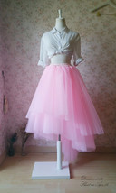 Blush Pink High-low Tulle Skirt, Irregular BLUSH Wedding Bridesmaid Tulle Skirt image 11