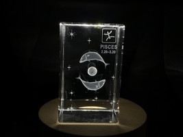 Pisces Zodiac Sign 3D Engraved Crystal Keepsake Gift - $49.99+