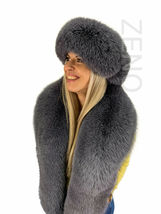 Fox Fur Stole 70' (180cm) Saga Furs Dark Grey Tails / Wristbands / Headband image 5