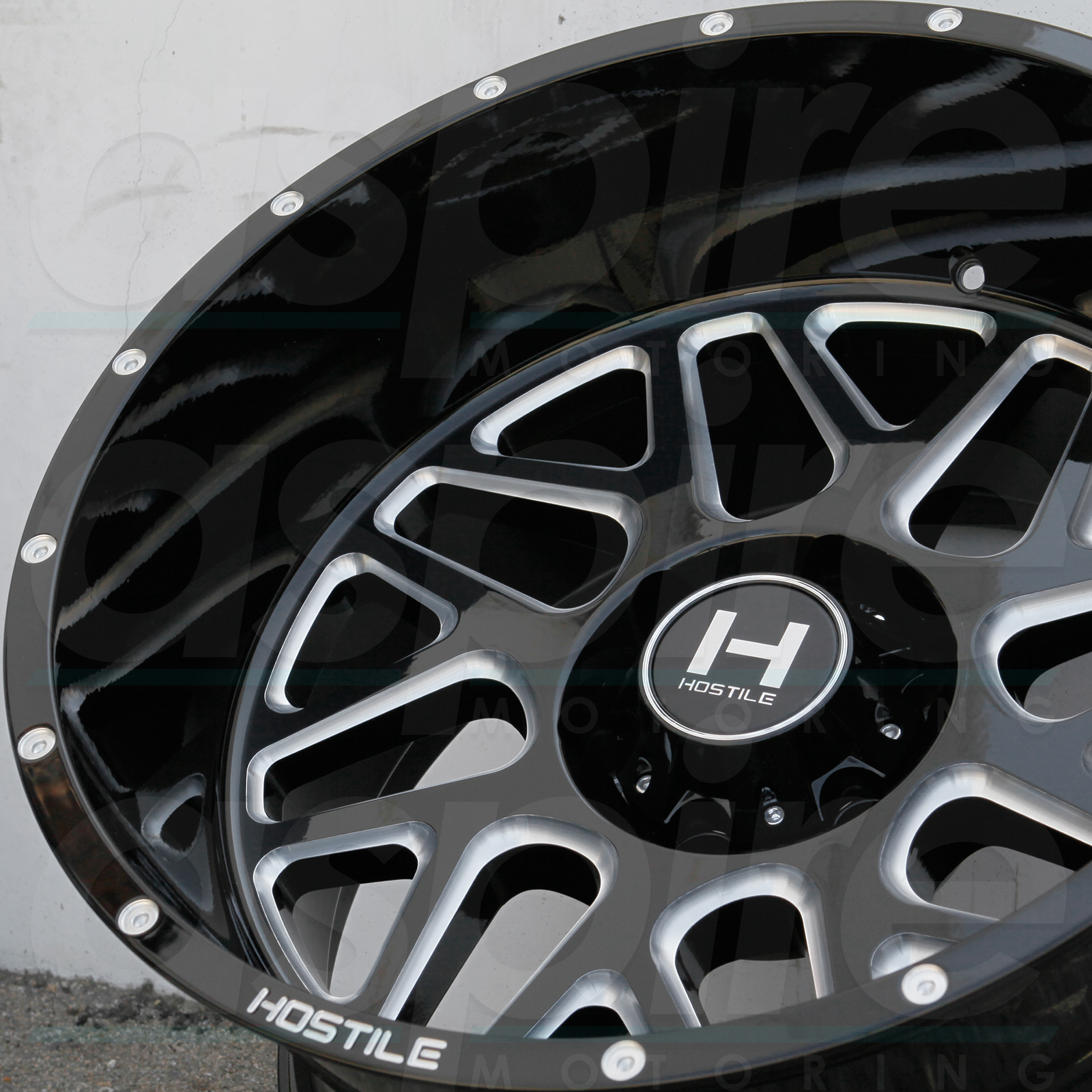 One 24x14 Hostile H108 Sprocket 8x180 76 Black Milled Wheels Rims Wheels