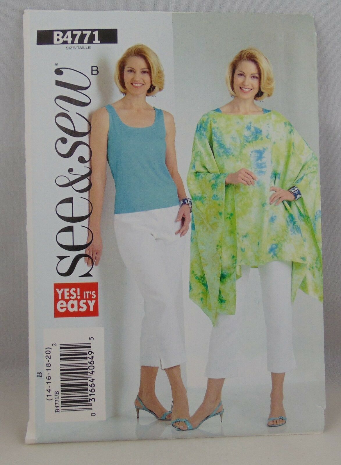 See & Sew B4771 capris tank & poncho plus size 14-20 - $8.90