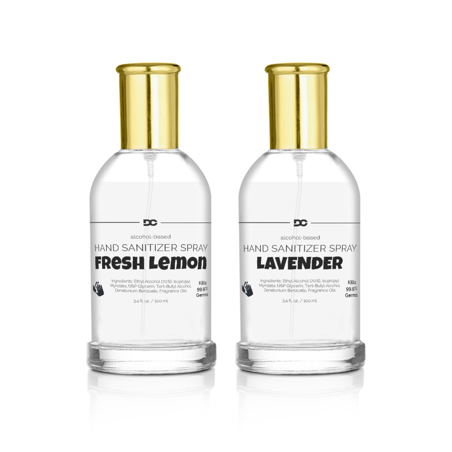 Hand Sanitizer Spray 3.4 oz - Set of 2 - Fresh Lemon, Lavender