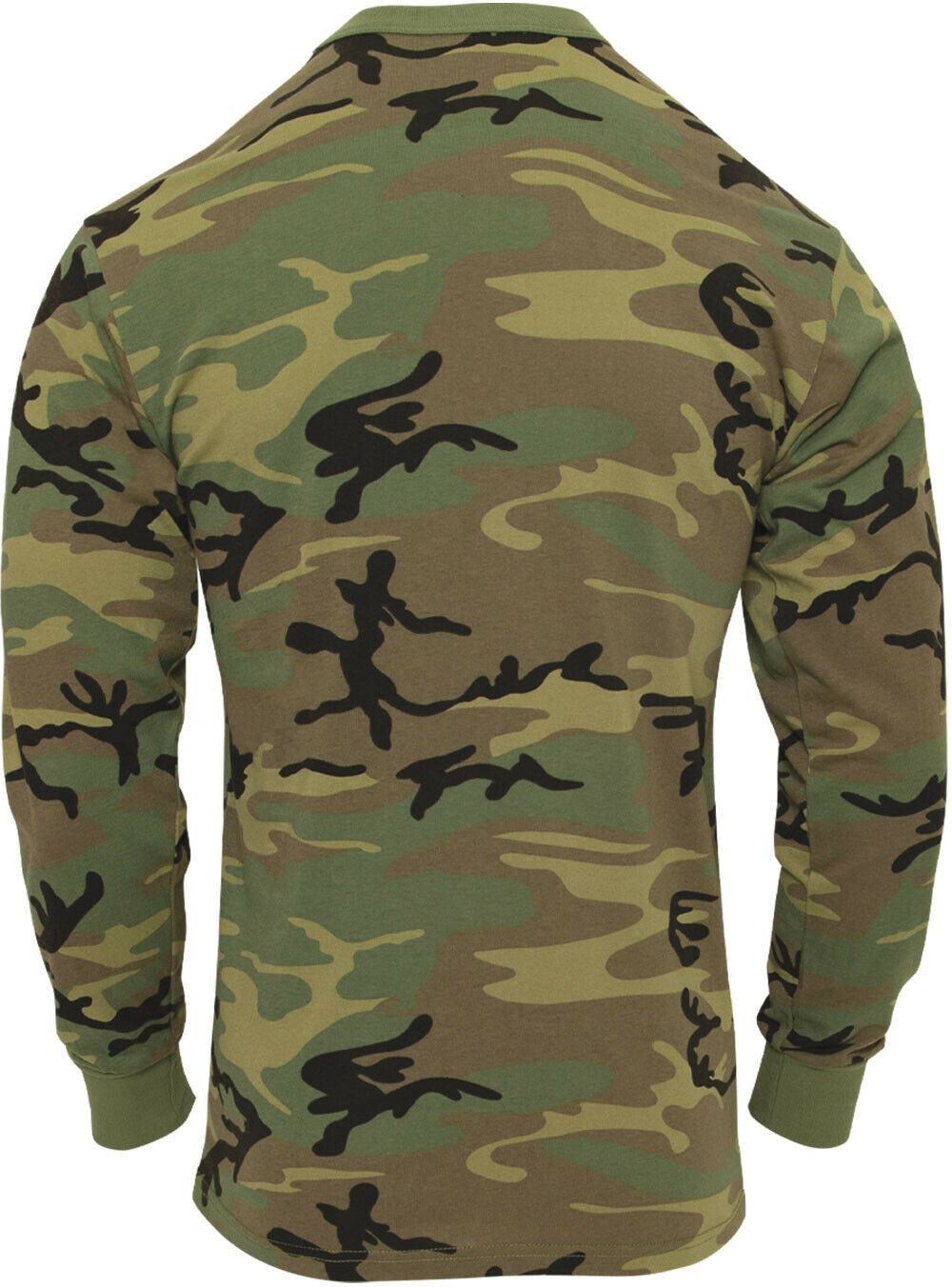 Camo Long Sleeve TShirt Washed Vintage Look Tactical Woodland
