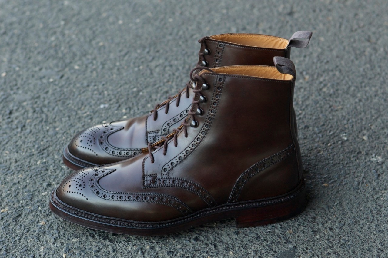 Awesome Handmade Chocolate Brown Leather Wingtip Oxford Ankle High Laceup Boot
