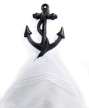 Anchor Single Hook Set of 4 Cast Iron Choice of Color Brown Black White Nautical image 3