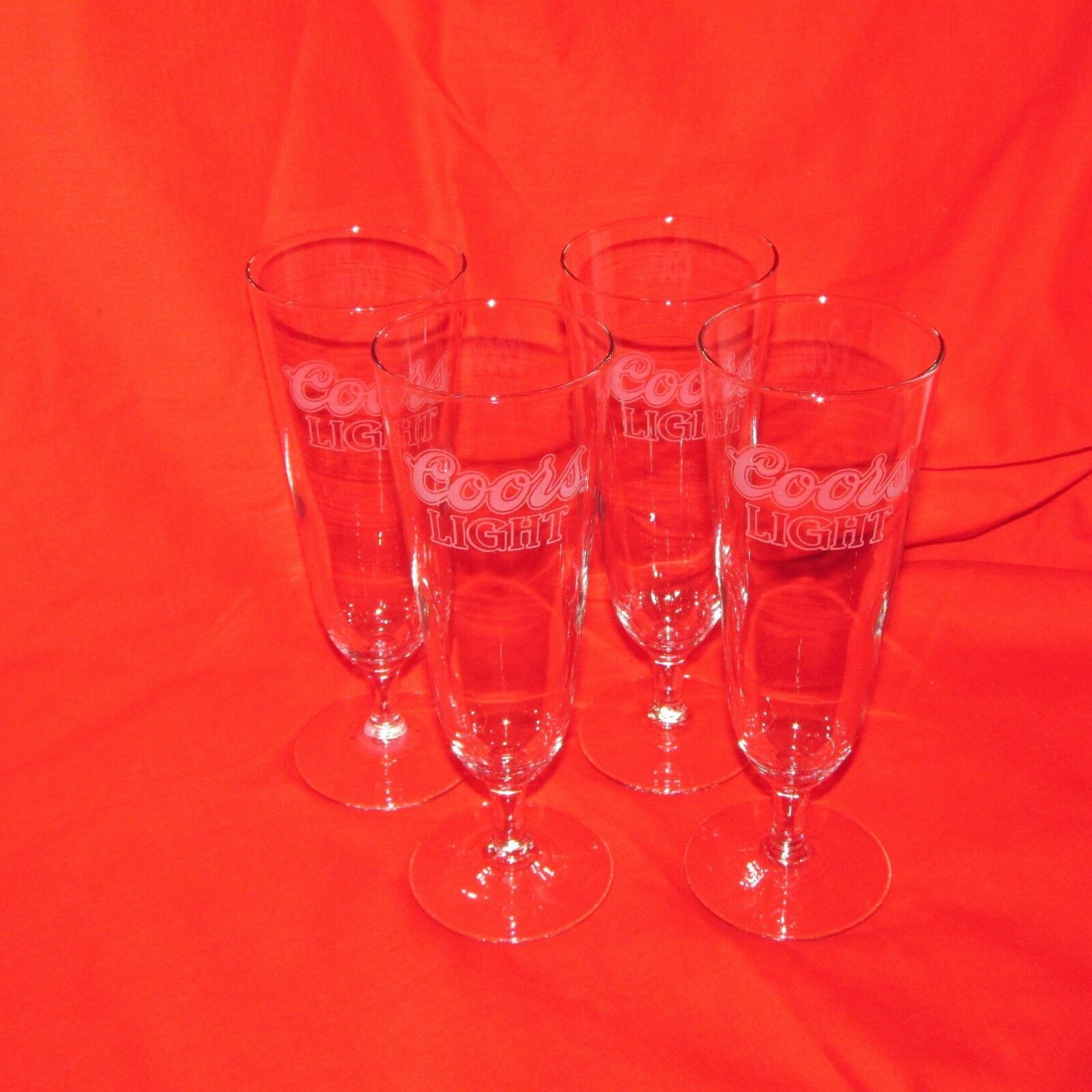 COORS LIGHT DRAFT BEER GLASSES 4 TALL FOOTED PILSENER GLASS 8.25