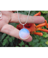 Very Beautiful Opalite Full Moon Necklace, 925 Silver Overlay, Handmade - $16.00