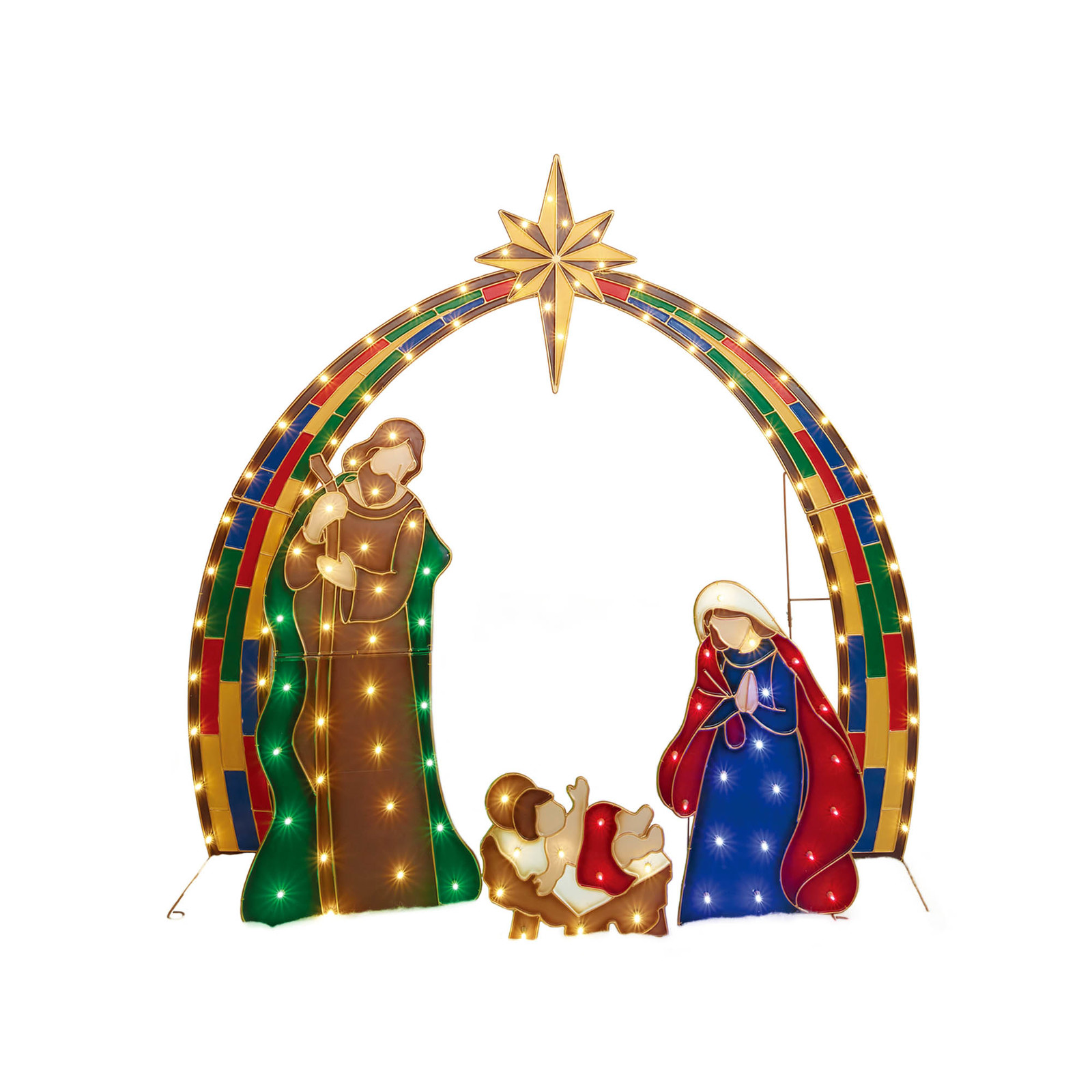 Christmas Pre Lit Outdoor Xmas Decor Nativity Scene Birth Of Jesus LED ...