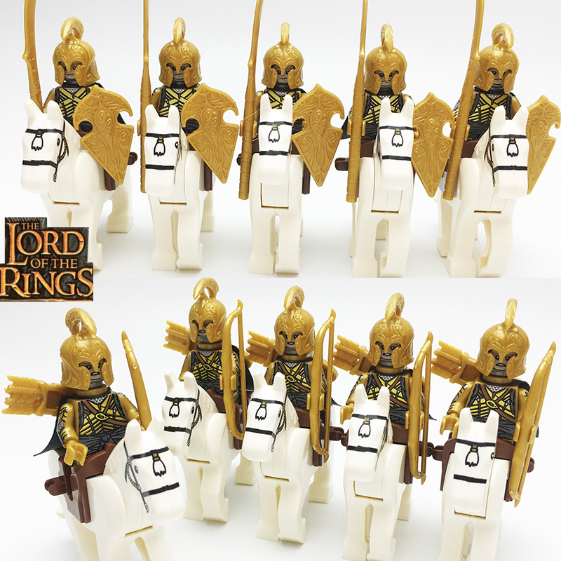 Lord Of The Rings King Return Mordor Noldo Elf Knight Archer+Horse Minifigures