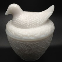 Vintage Avon White Milk Glass Nesting Dove Hen Nest Covered Trinket Dish... - $9.69
