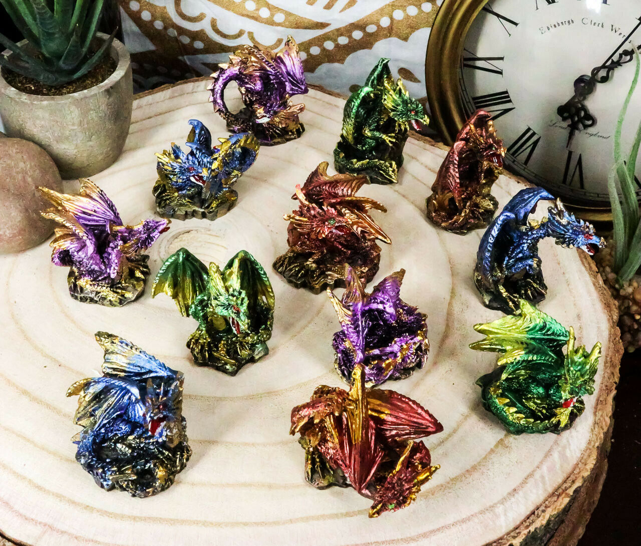 Ebros Medieval Renaissance Set of 12 Miniature Dragon in Different Poses 2H