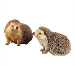 Hedgehog Garden Figurines w Textural Detailing Set of 2 Wildlife Wild Backyard image 1