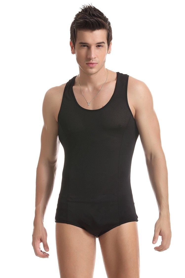 Men's mesh holes bodysuit singlet - Underwear