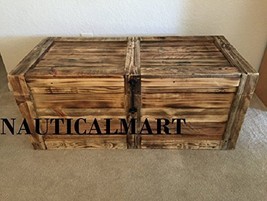 Western Rustic Trunk w Black Hardware Wooden Coffee Table