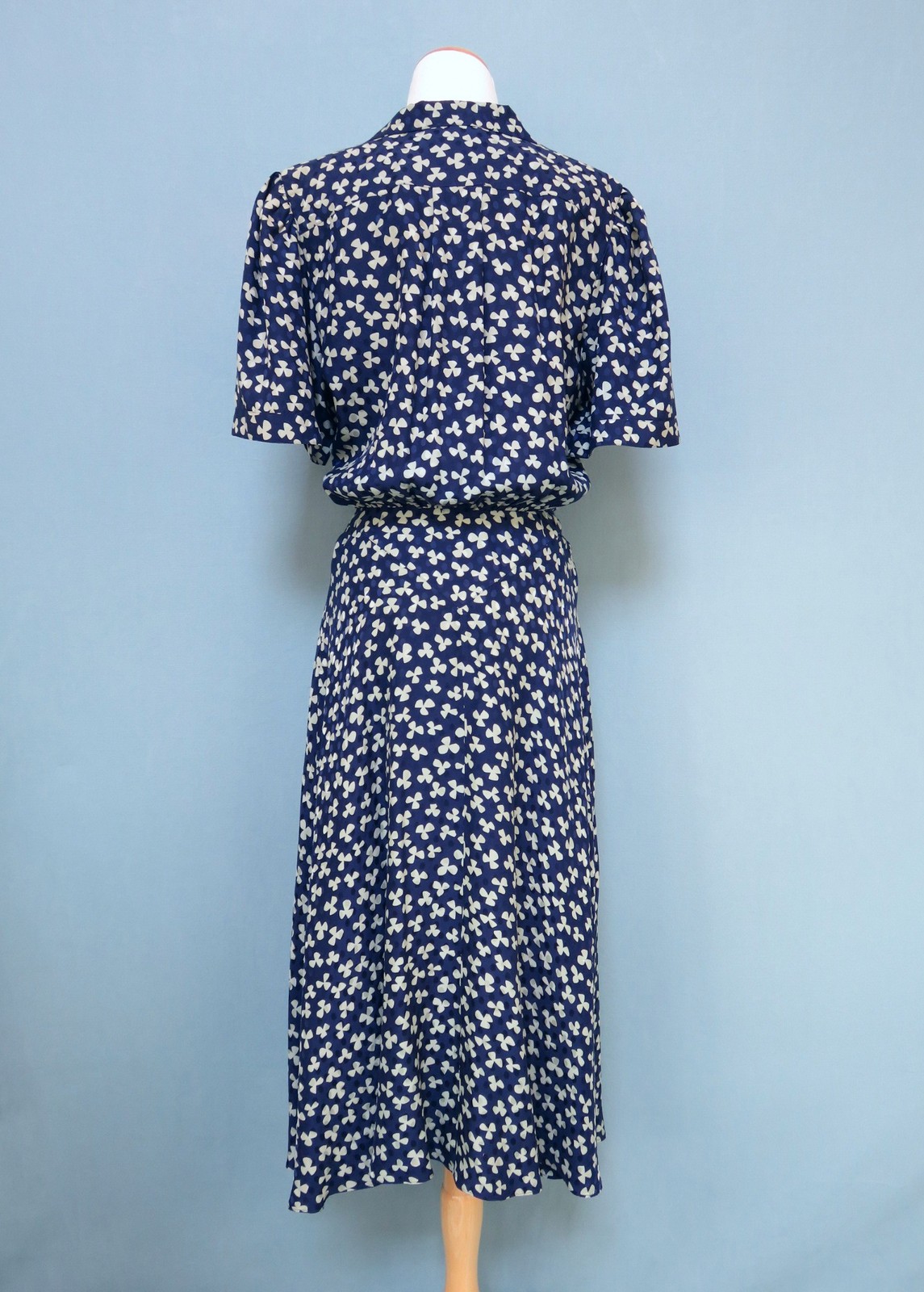 Blue Floral Dress - 1940s Style - Blue Dress - Vintage - Dresses