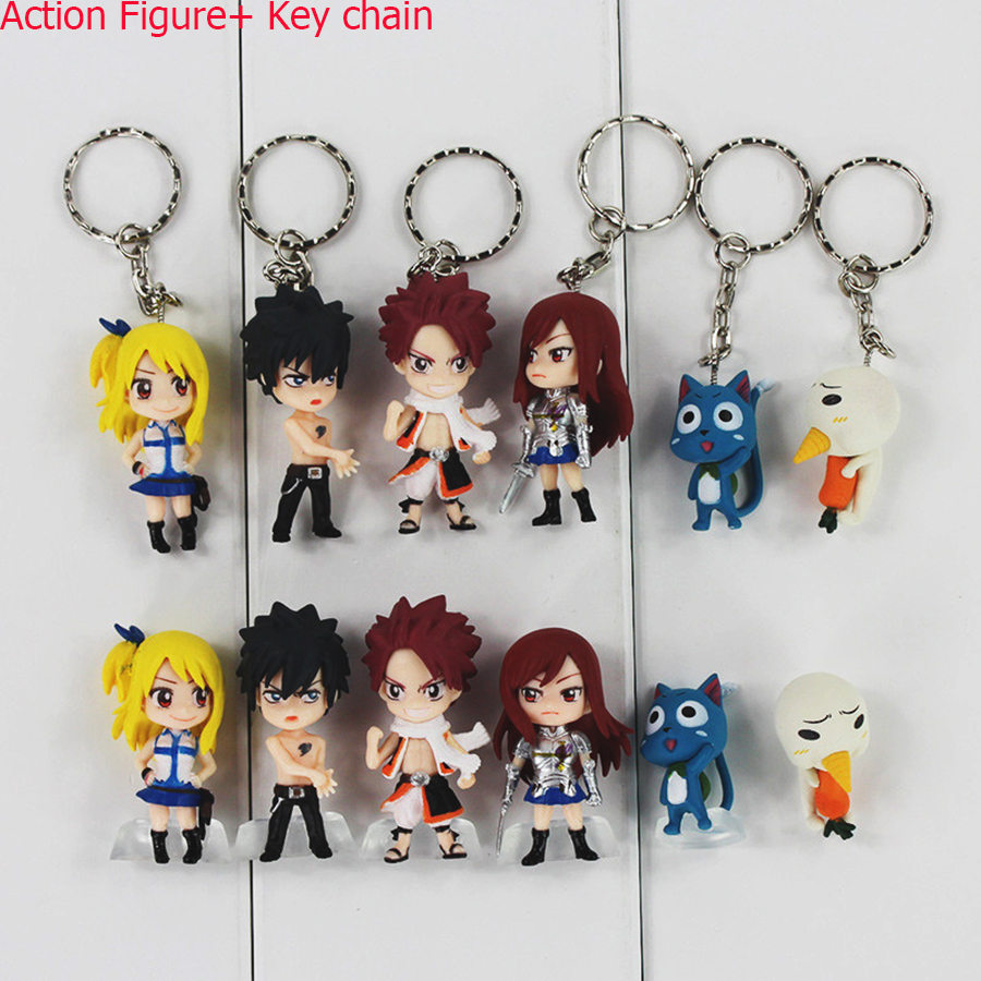 Collectibles Other Anime Collectibles 6pcs Set Anime Fairy Tail Natsu Happy Lucy Gray Erza Plue Figure Toy Cake Topper