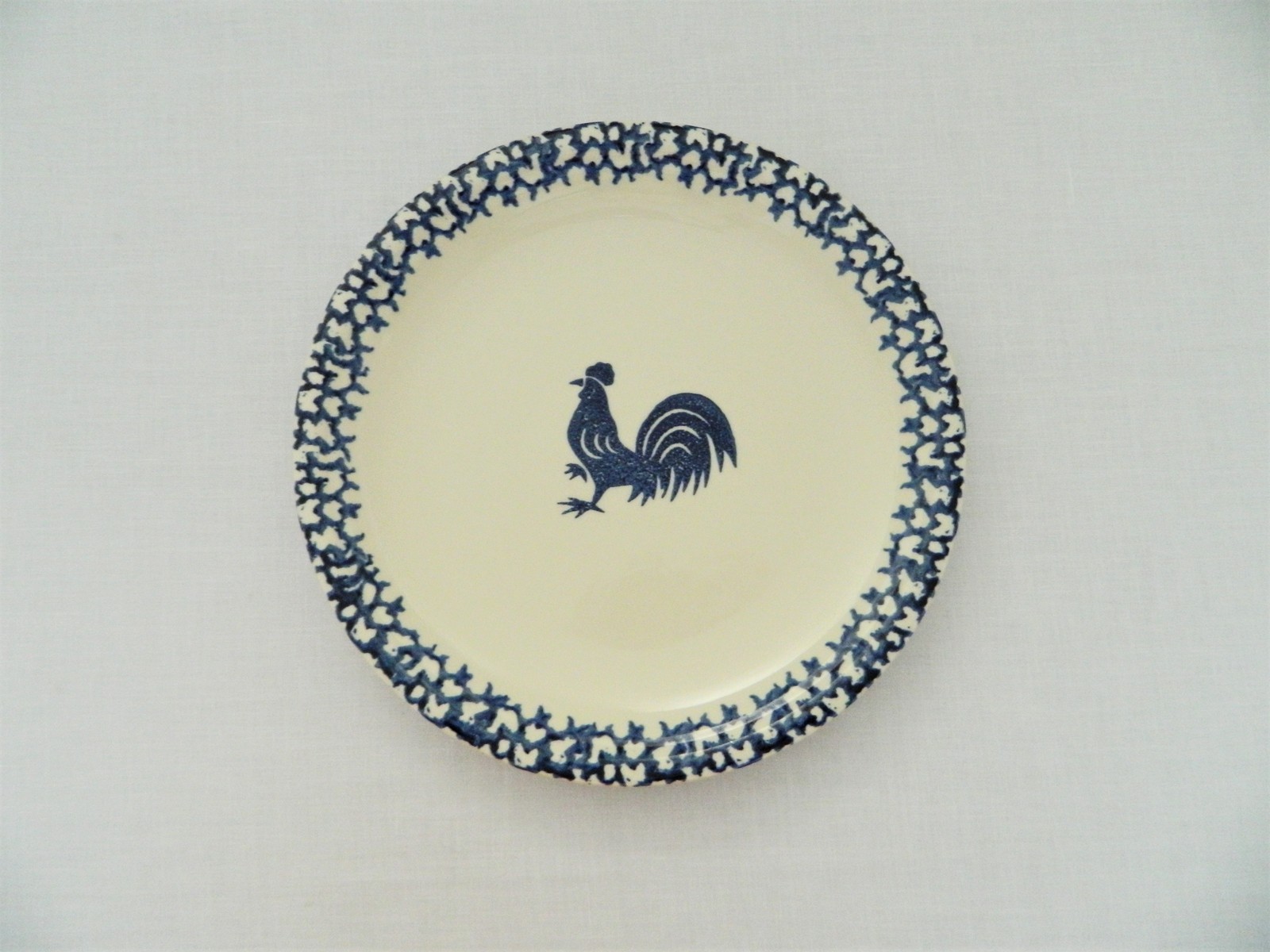 Folk Craft Tienshan Dinner Plate Sponge Blue Rooster Tienshan