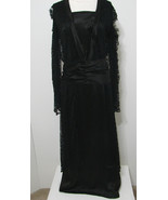 VINTAGE EDWARDIAN Gown Black Silk Lace Overlay Baby Snap Close Studio St... - $449.99