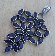 925 Sterling Silver Large Purple Iolite Pendant 2 1/2" (Hallmarked In The Uk) - $117.59
