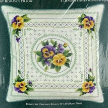 Elsa Williams Pansy Romance Pillow Crewel Embroidery Kit Spring Joan Marchie - $69.04