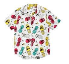 Epic Threads Little Boys 6 Bright White Pineapple Skull Collared Button Top NWT - $8.41