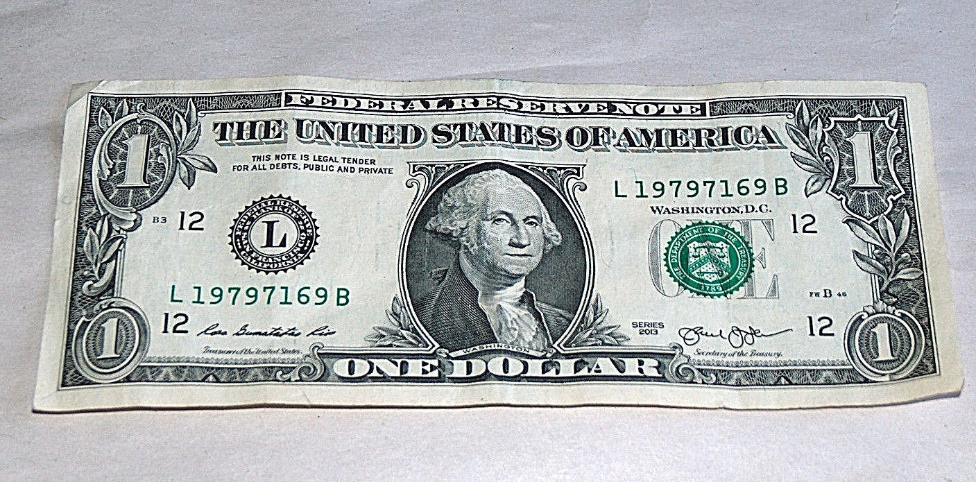 2013 $1 Dollar Bill US Bank Note Date Year Birthday 1979 7169 Fancy