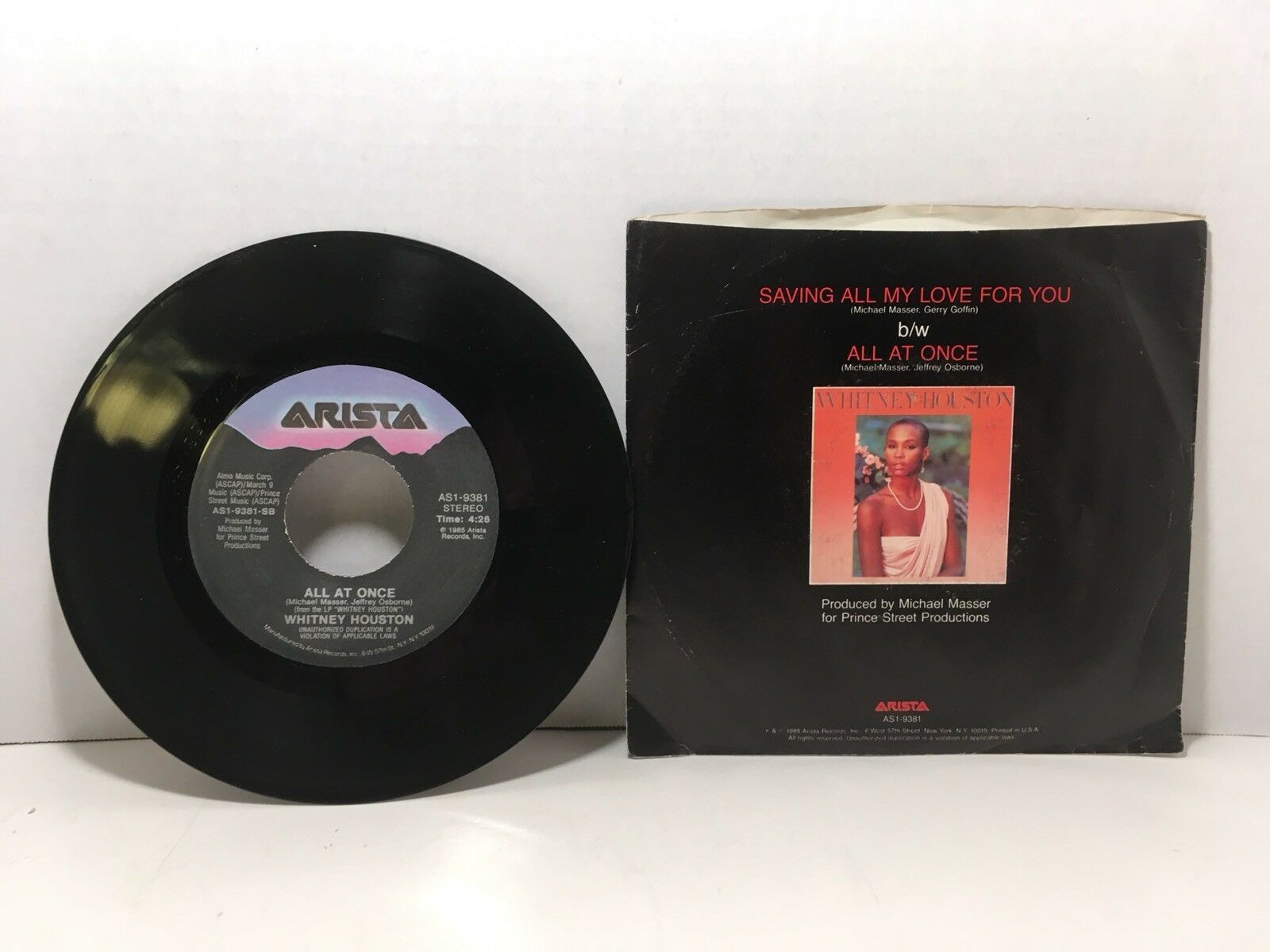 Whitney Houston Saving All My Love For You All At Once Rpm Vinyl Record Records