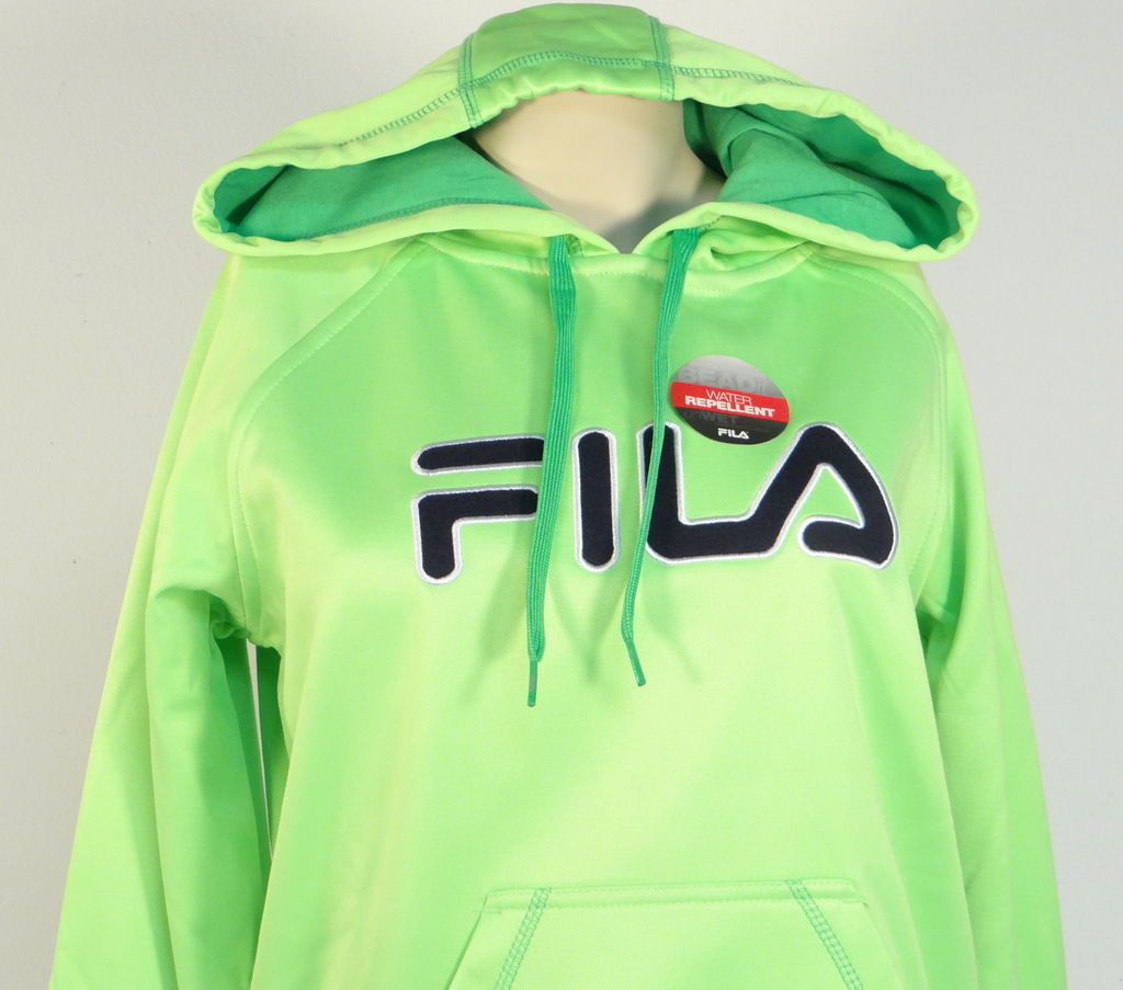 Fila Signature Bright Green Pullover Hoodie with Thumbholes Women NWT ...