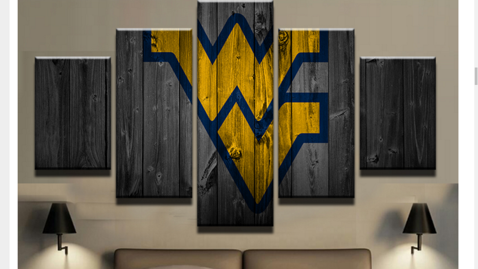 Framed 5Pcs West Virginia College Barn Wood Style Canvas Art Wall Art