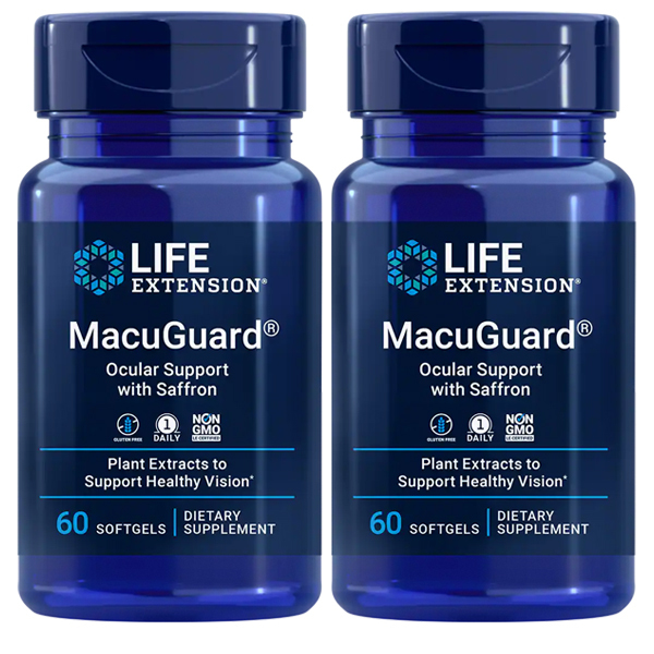 MacuGuard Ocular Support with Saffron 2X60 gels Phospholipids Life Extension