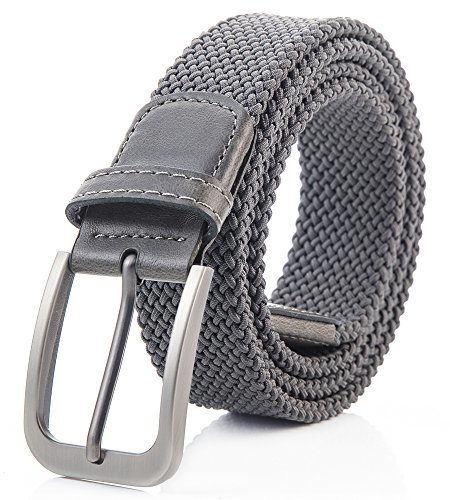 Weifert Belt for Men Braided Stretch Belt/No Holes Elastic Fabric Woven ...