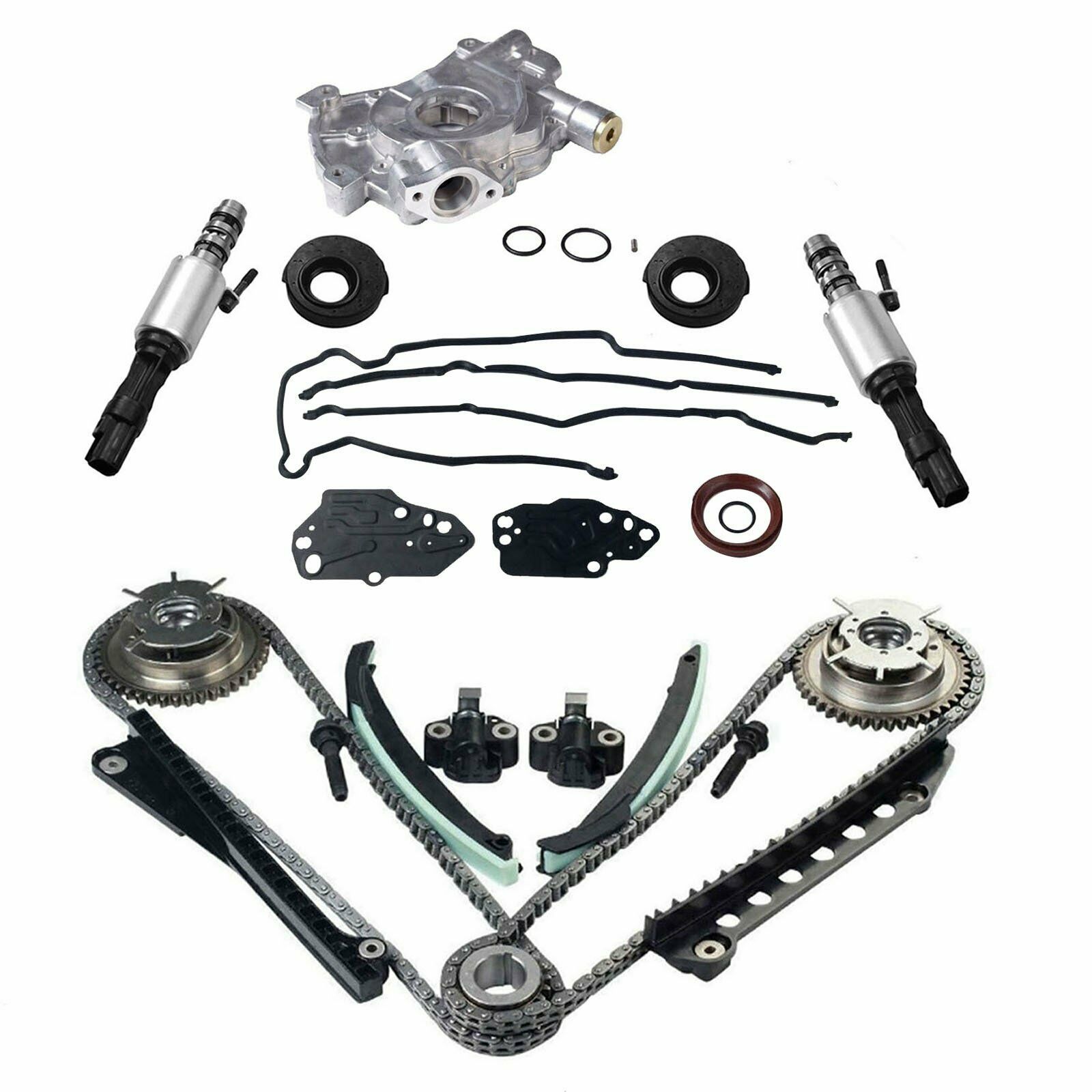 Timing Chain Oil Pump Kit+Cam Phaser+Gasket+Solenoid For 04-08 Ford Lincoln 5.4L